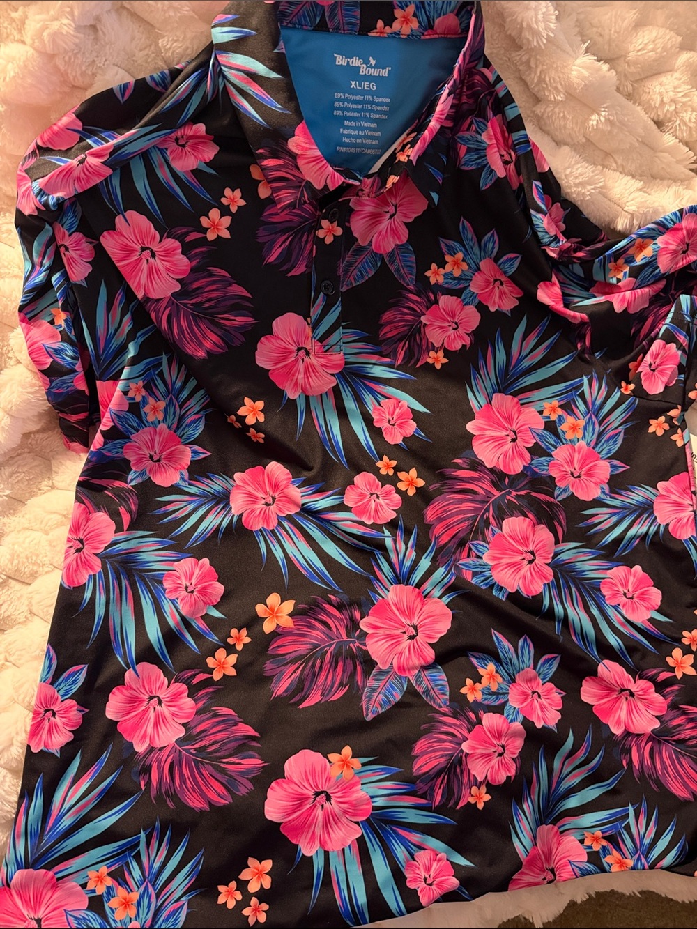 Birdie & Co. Black Polo with Pink Floral Print